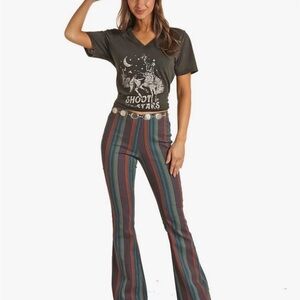 Rock & Roll Bargain Bell Pull on Flare Striped Flare Pants
